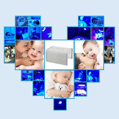 Stickfrease baby under blue light therapy blanket for neonatal care at home.