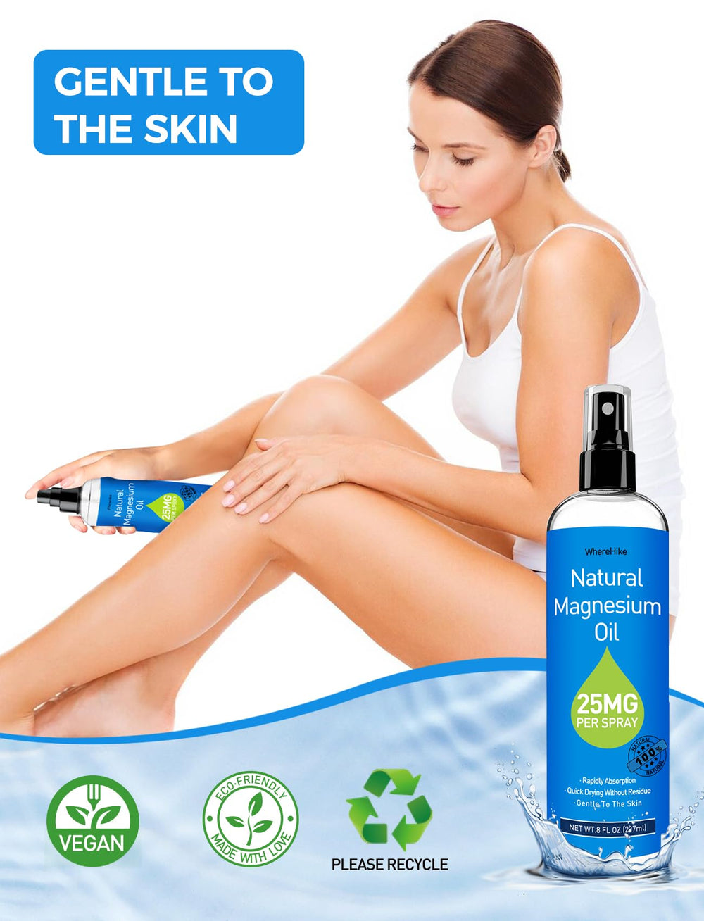 STILIP magnesium spray being applied on feet after exercise