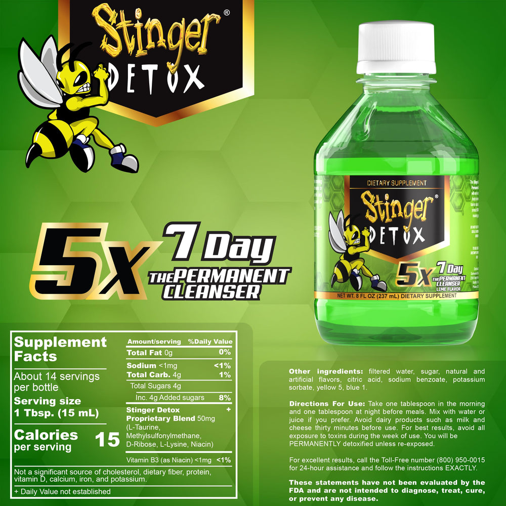 Stinger Detox 5X 7-day plan chart to track your routine