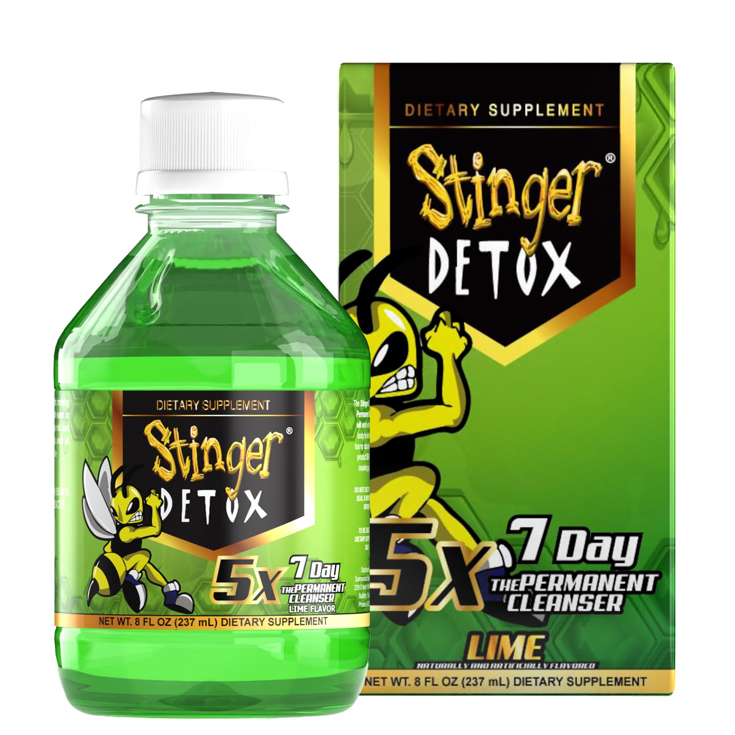 Stinger Detox 5X lime bottle ready for daily detox routine