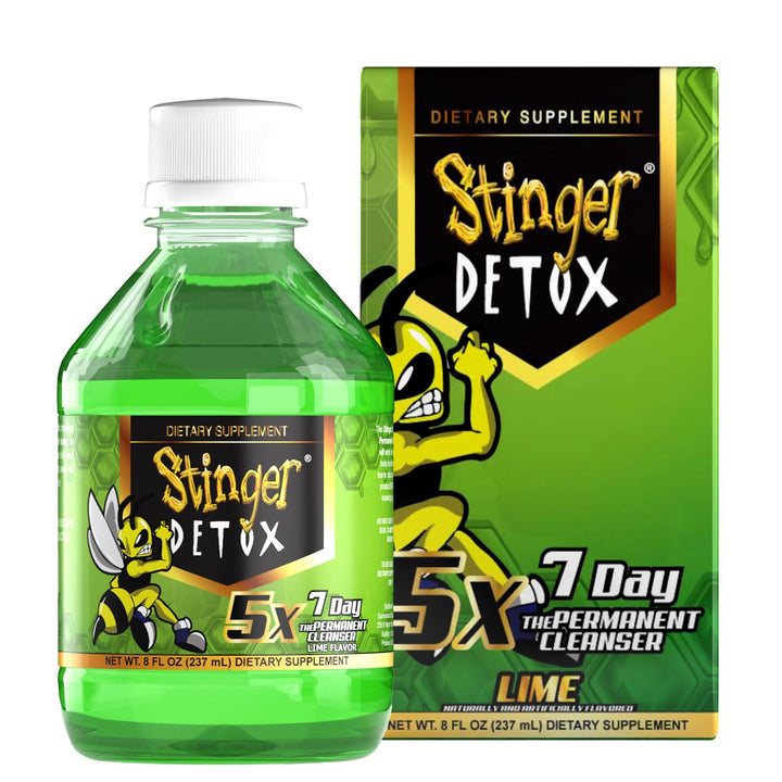 Stinger Detox 5X lime bottle ready for daily detox routine