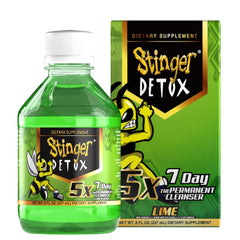 Stinger Detox 5X lime bottle ready for daily detox routine