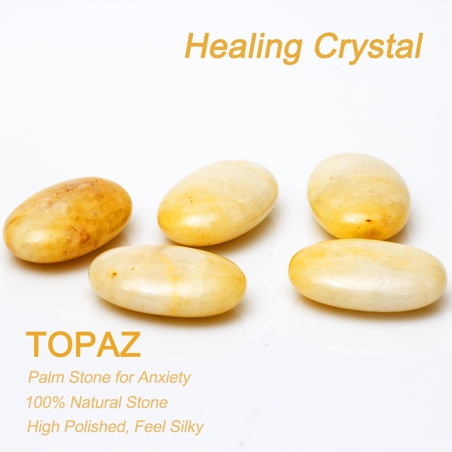 STINO crystal worry stone Topaz light reflection enhances a calming ambiance in quiet spaces.