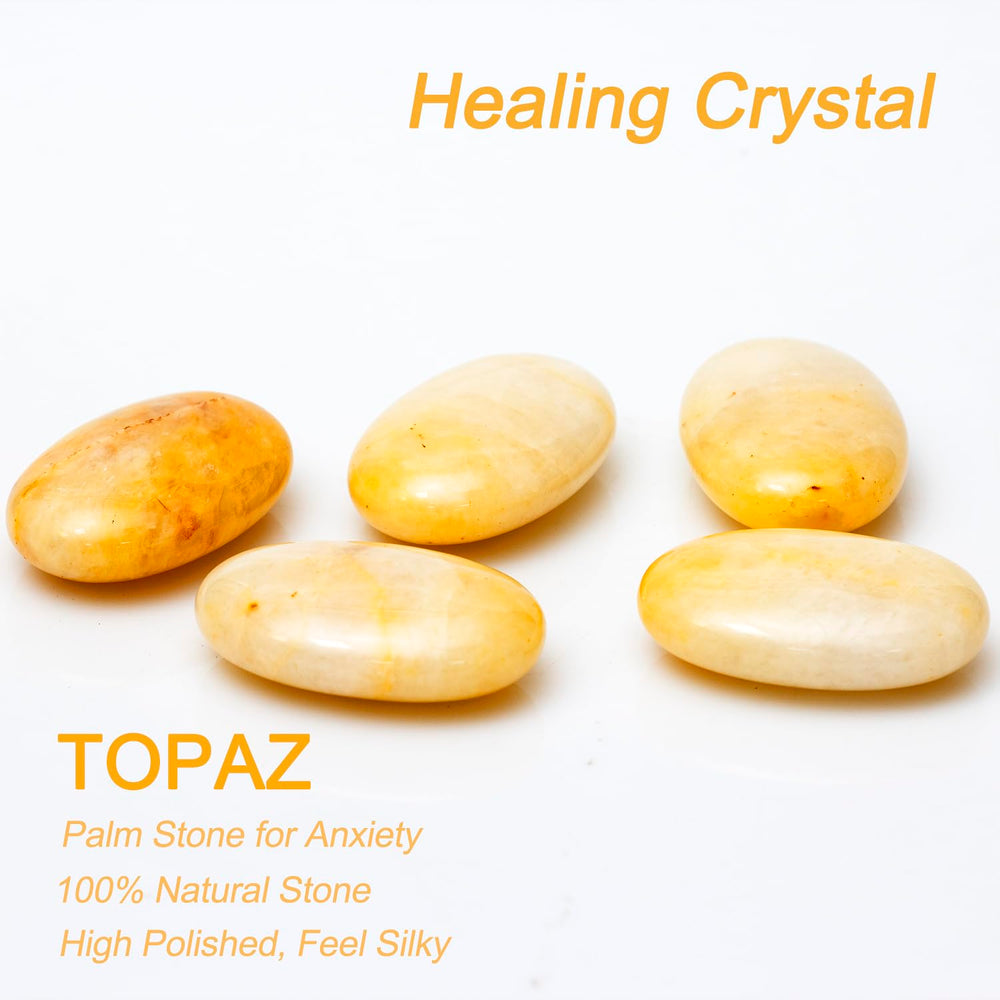 STINO crystal worry stone Topaz light reflection enhances a calming ambiance in quiet spaces.