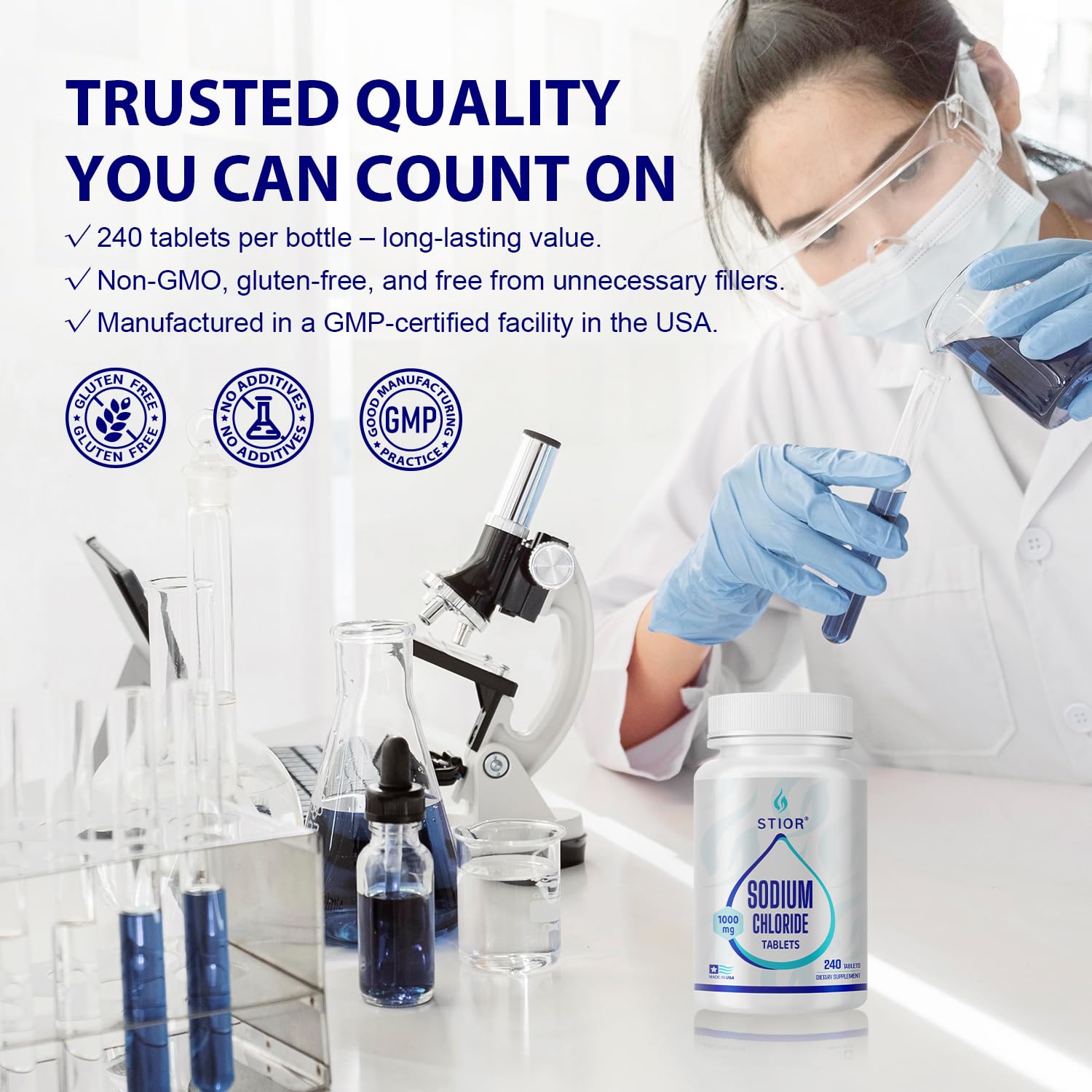 STIOR tablets being swallowed for on-the-go electrolyte option.