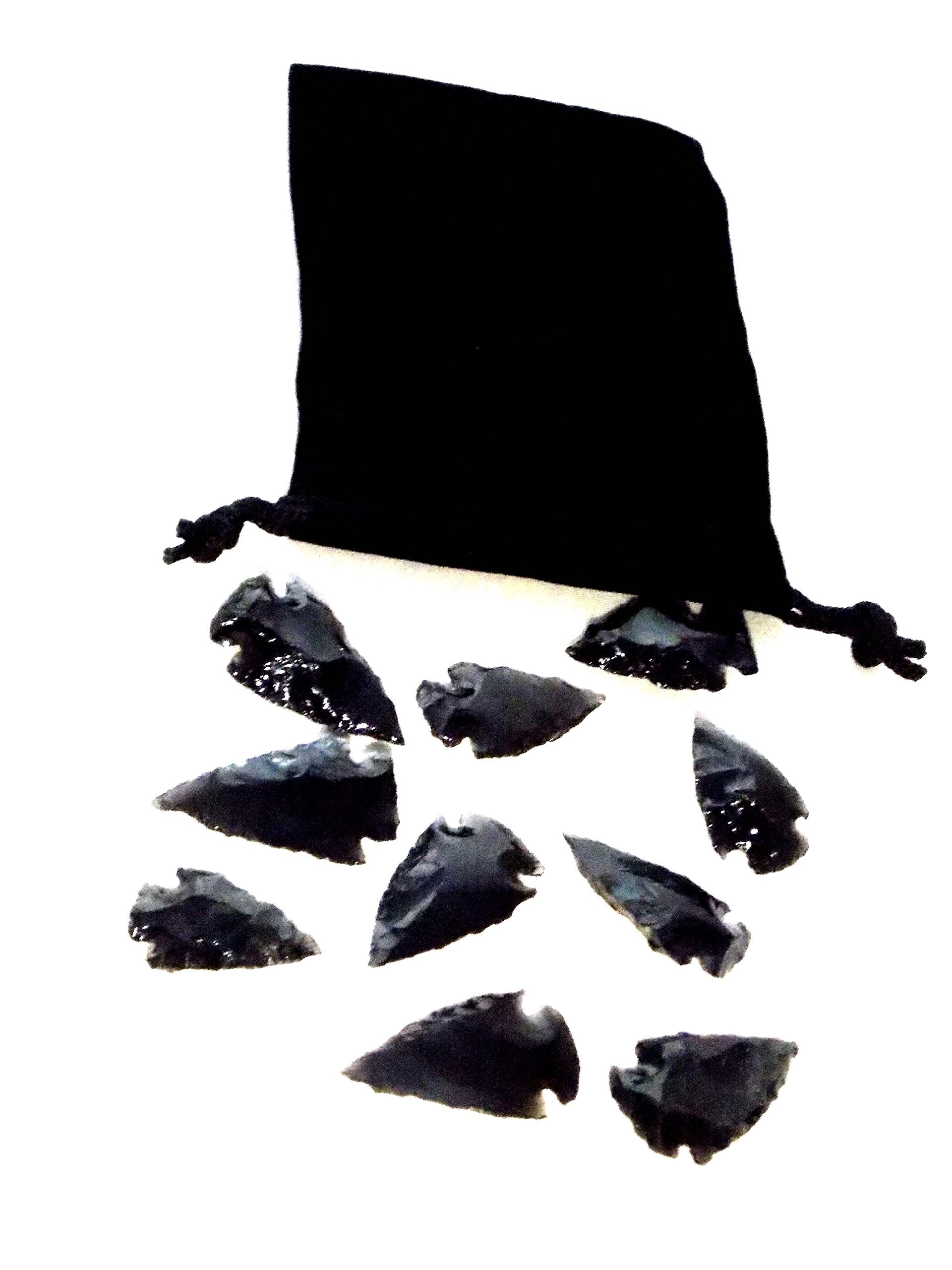 Stone Tone One black obsidian arrowhead set with carry pouch for meditation and energy work.