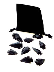 Stone Tone One black obsidian arrowhead set with carry pouch for meditation and energy work.