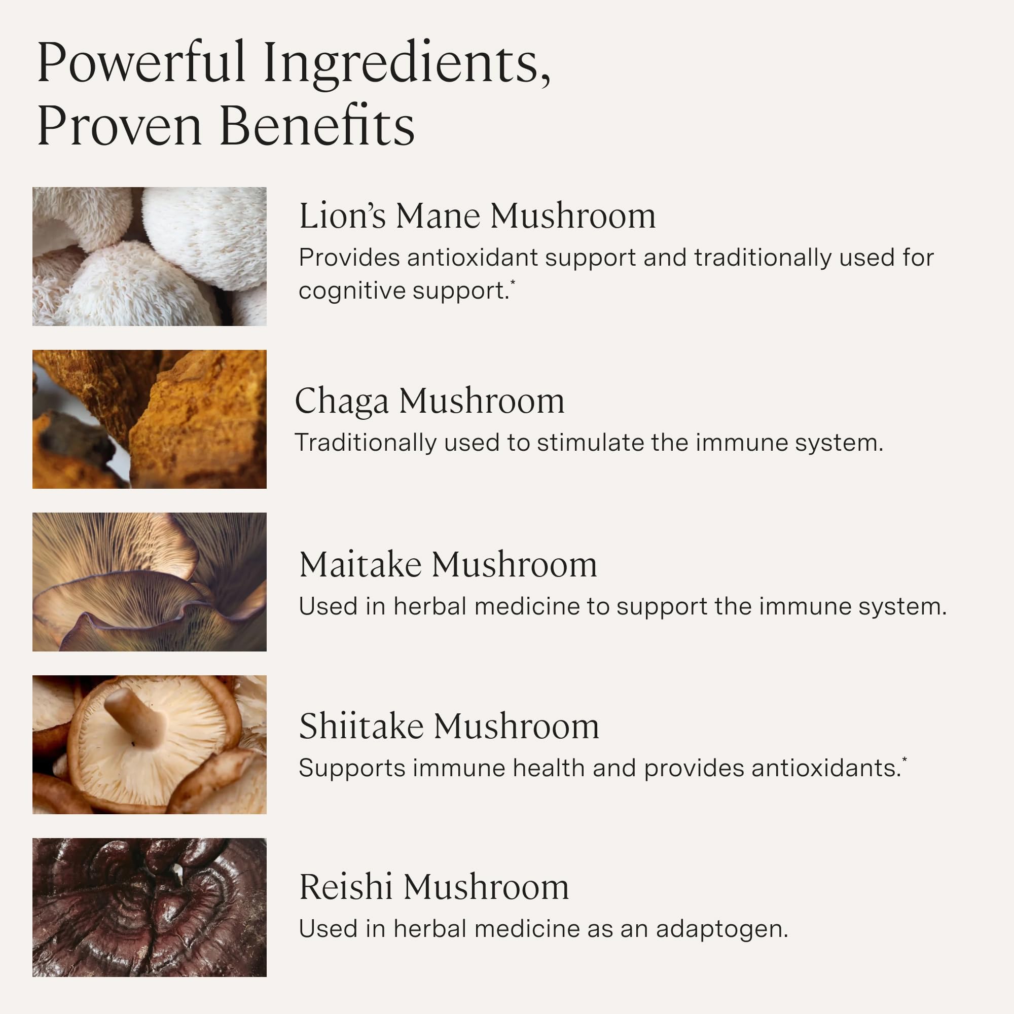 Stonehenge Dynamic Health Mushrooms lionmane-extract close-up for potential cognitive focus support.