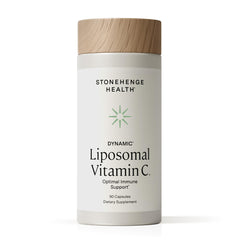 Stonehenge Health Dynamic Liposomal Vitamin C bottle close-up highlighting PureWayC absorption