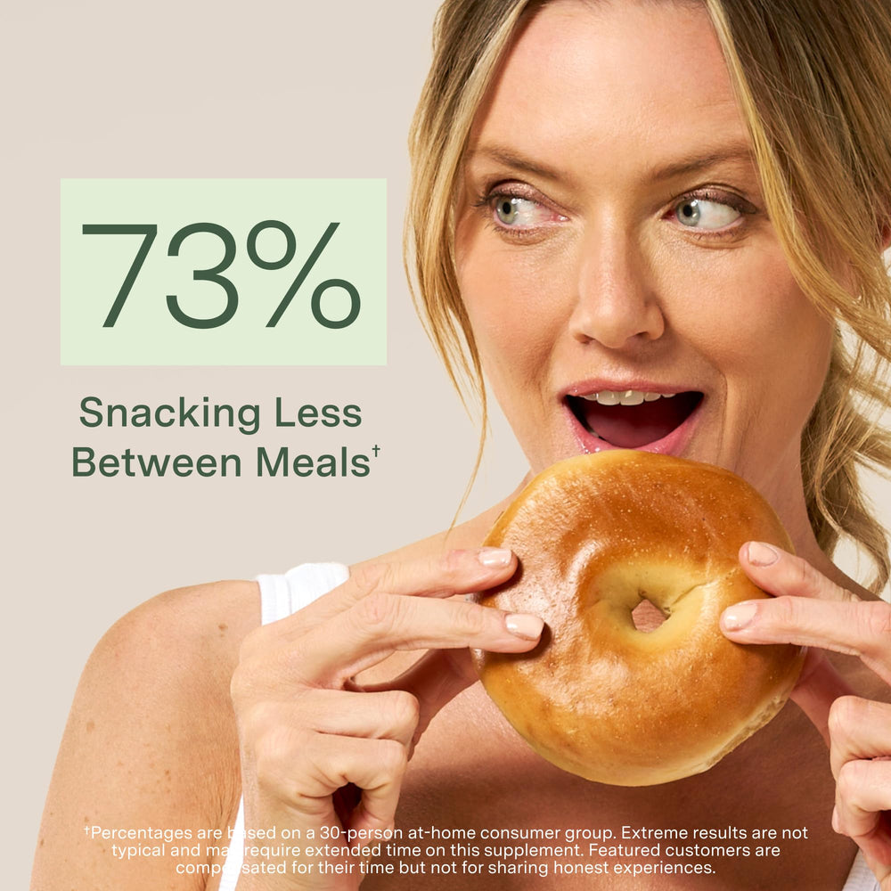 Gut-health concept with GLP-1 branding and probiotic imagery.