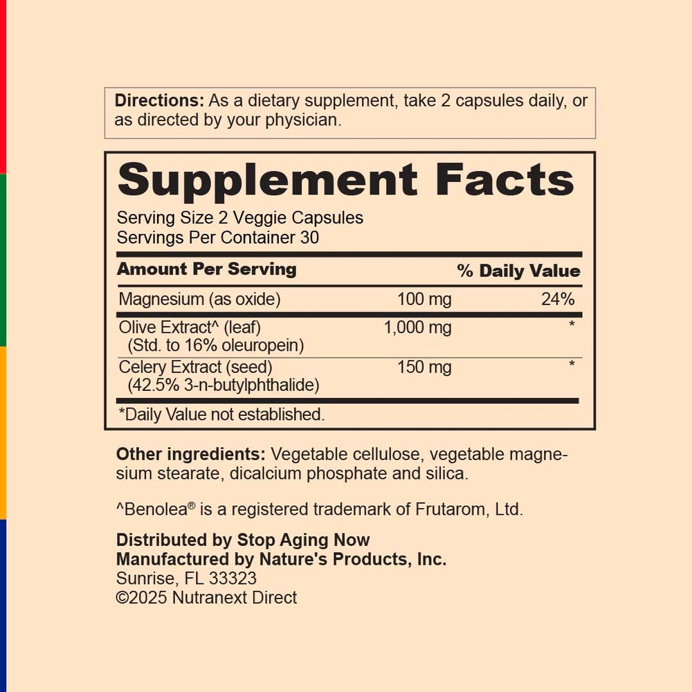 Stop Aging Now celery extract close-up showcases natural plant-based support for routines.