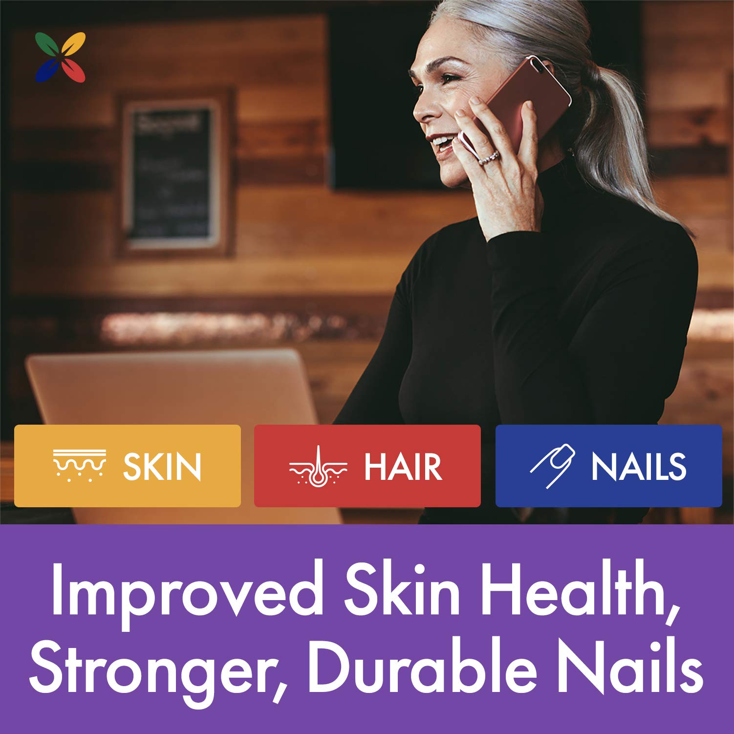 Stop Aging Now Collagen360 serving setup illustrating an easy daily routine.