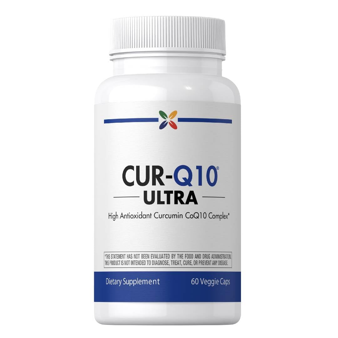Stop Aging Now CoQ10 200mg bottle on a kitchen counter for daily energy support.