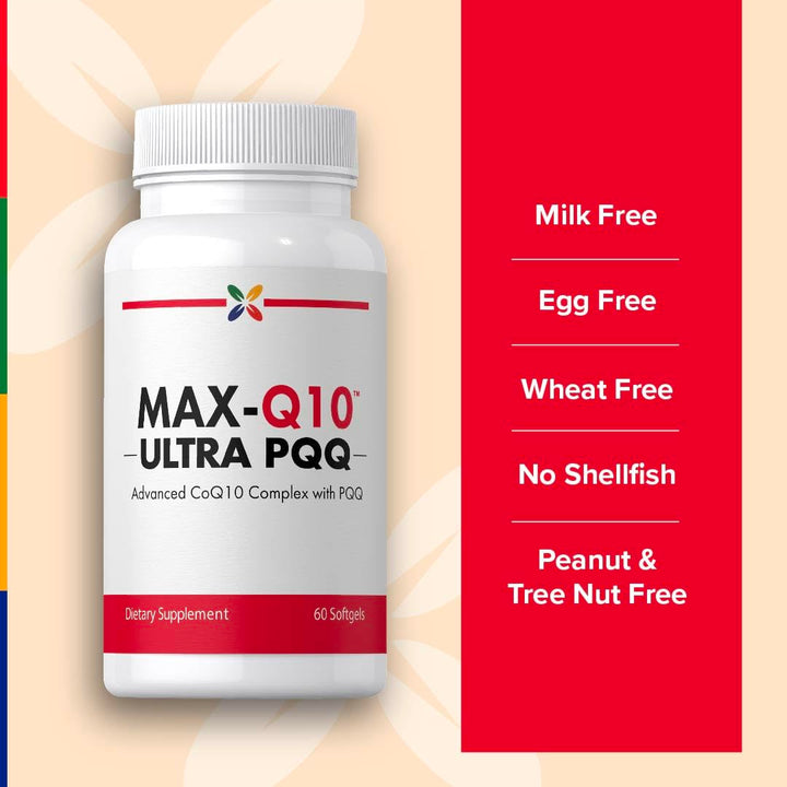 Stop Aging Now CoQ10 200mg softgels bottle with glass for daily routine