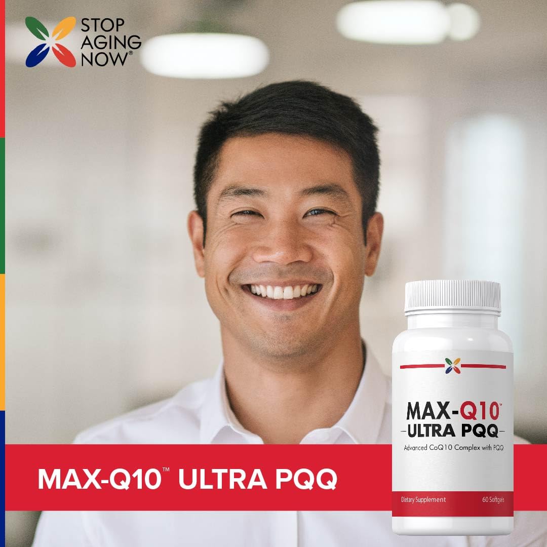 Stop Aging Now CoQ10 200mg softgels packaging box on shelf