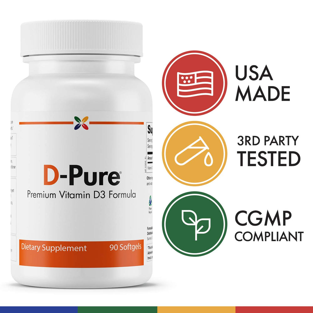 Stop Aging Now D-Pure softgels pour captured, suggesting easy daily intake