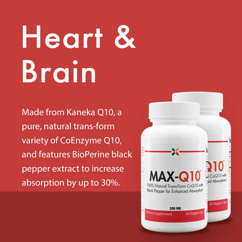 Close-up of Stop Aging Now MAX Q10 capsules showing CoQ10 content