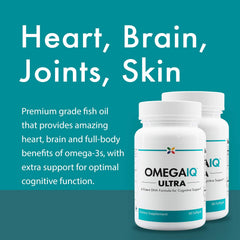 Stop Aging Now OmegaIQ Ultra DHA softgel pour shows easy-to-take capsules for daily use.