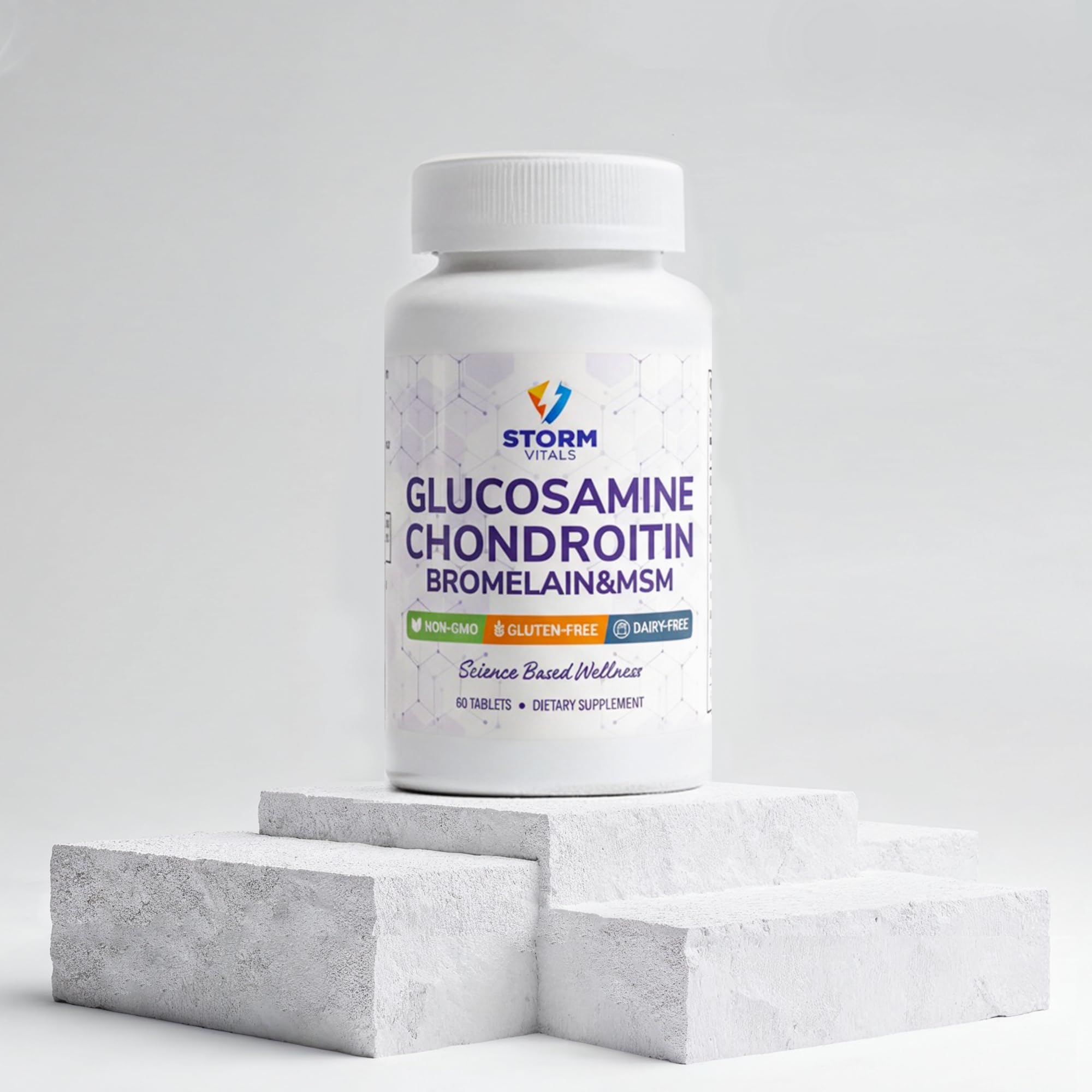 Storm Vitals Boswellia Bromelain capsules offer plant-based support for joint comfort.