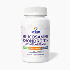 Storm Vitals Glucosamine Chondroitin MSM bottle highlights a joint support formula for daily mobility.
