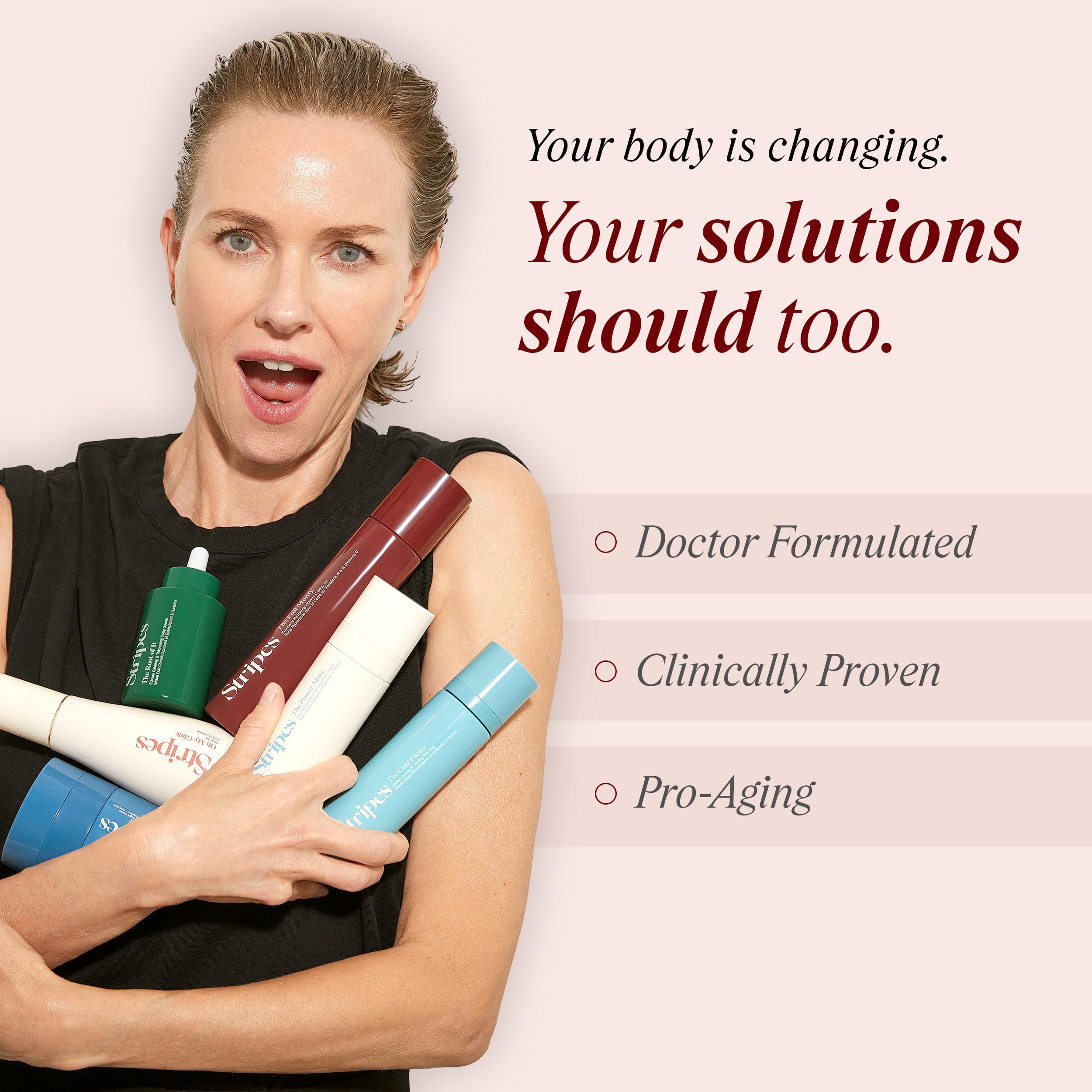 STRIPES Beauty Naomi Watts The Addition morning routine setup promotes consistent use