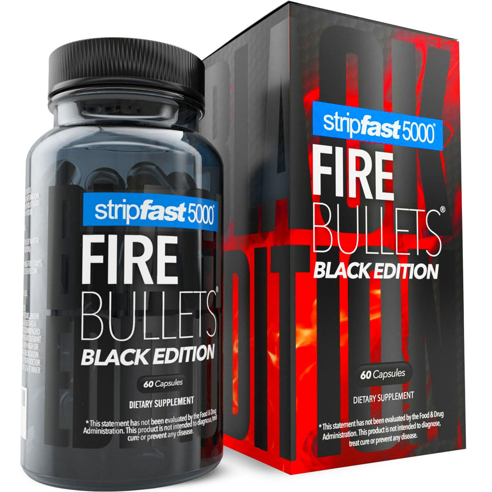 stripfast5000 Fire Bullets Black Edition front bottle for on-the-go energy