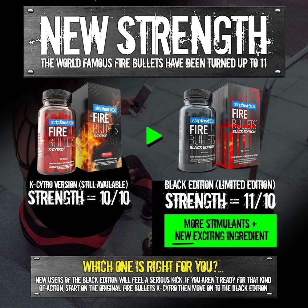 stripfast5000 Fire Bullets Black Edition label detail showing vegan-friendly formula