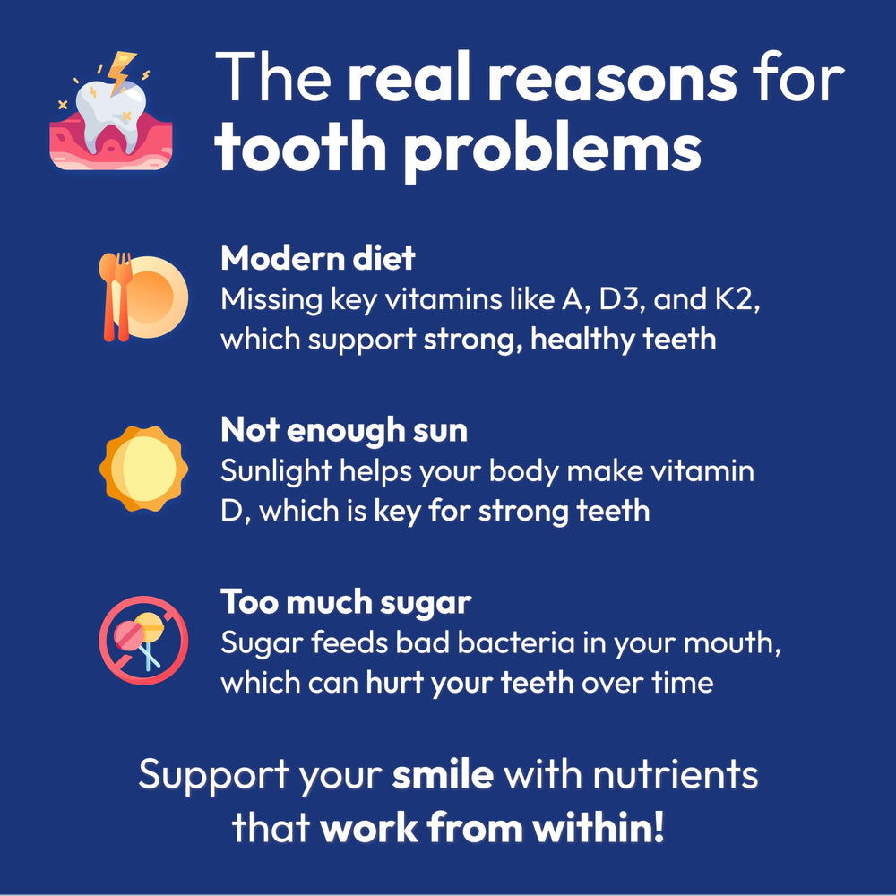 Strong Jaw daily routine with toothbrush and capsules.