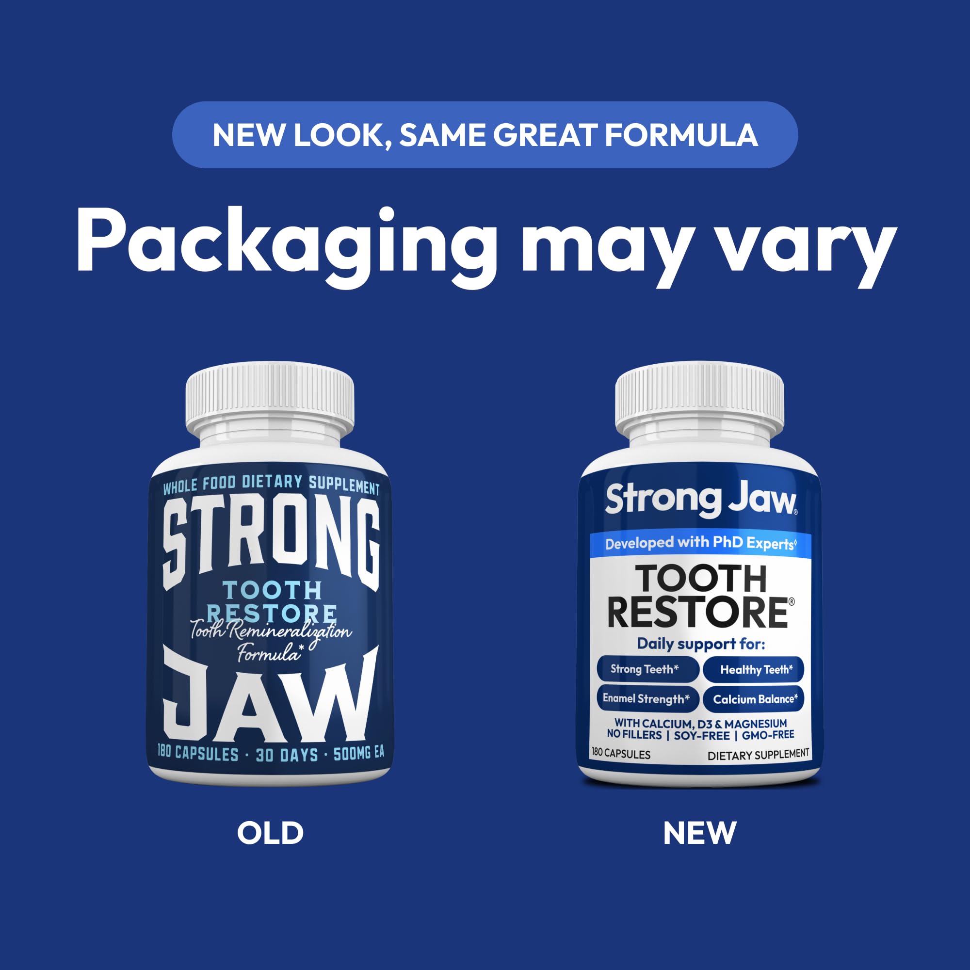 Strong Jaw Capsule closeup, a convenient daily tooth supplement.