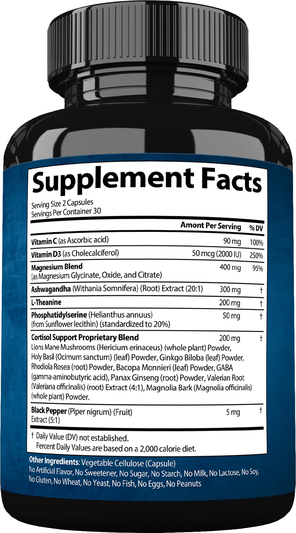 StrongVit bottle in calm wellness setting suggests stress relief support.