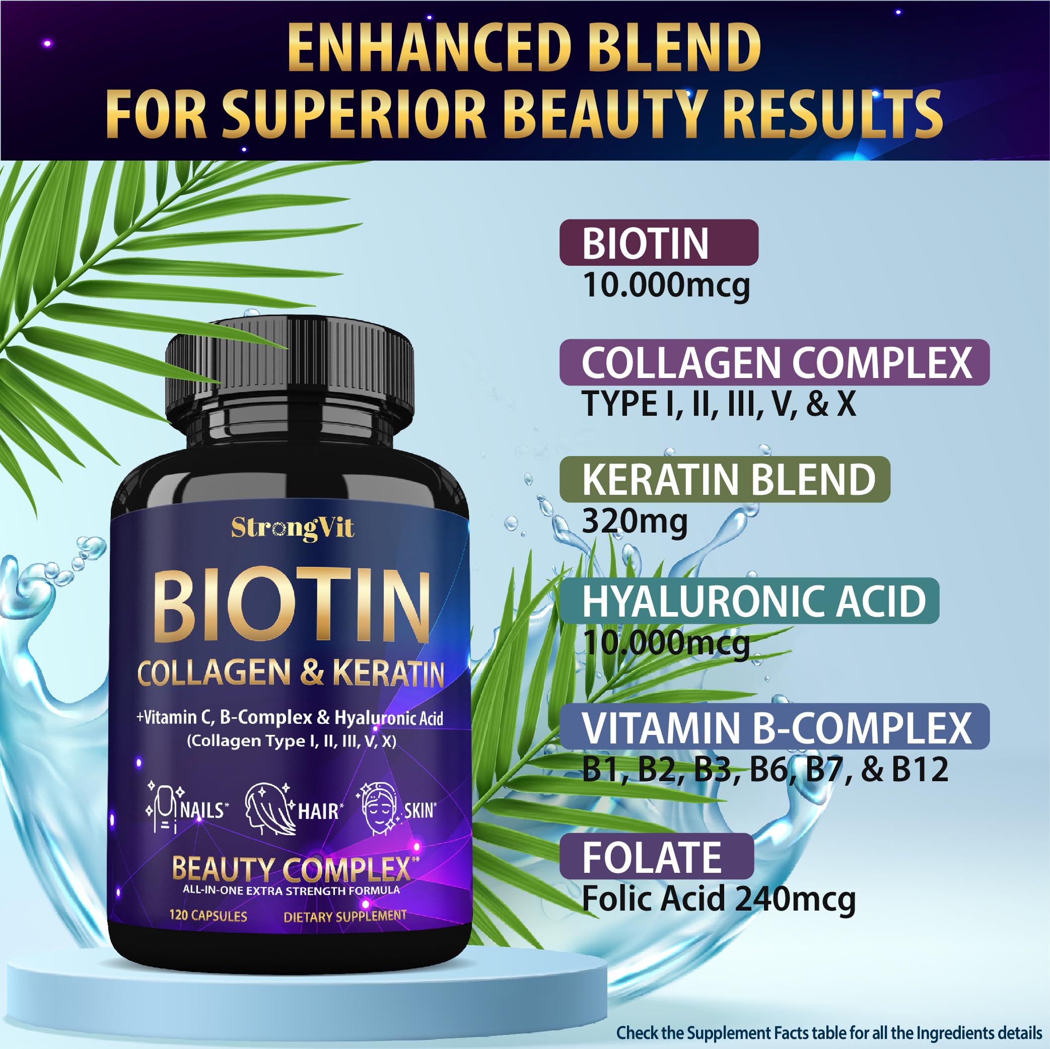 StrongVit Keratin and Collagen Pills for hair shine and nail strength