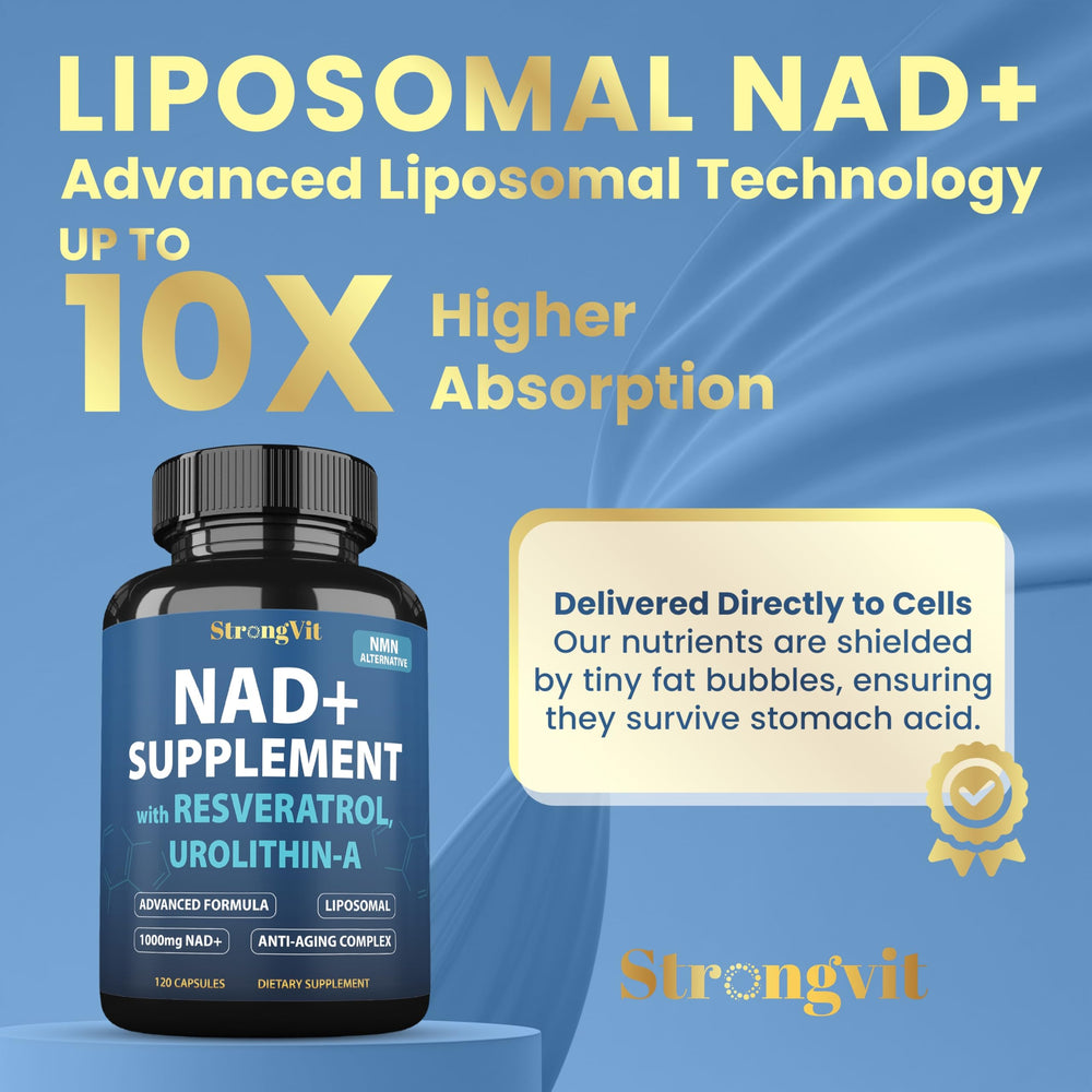 StrongVit resveratrol-urolithin-a blend visual suggesting antioxidant synergy for wellness