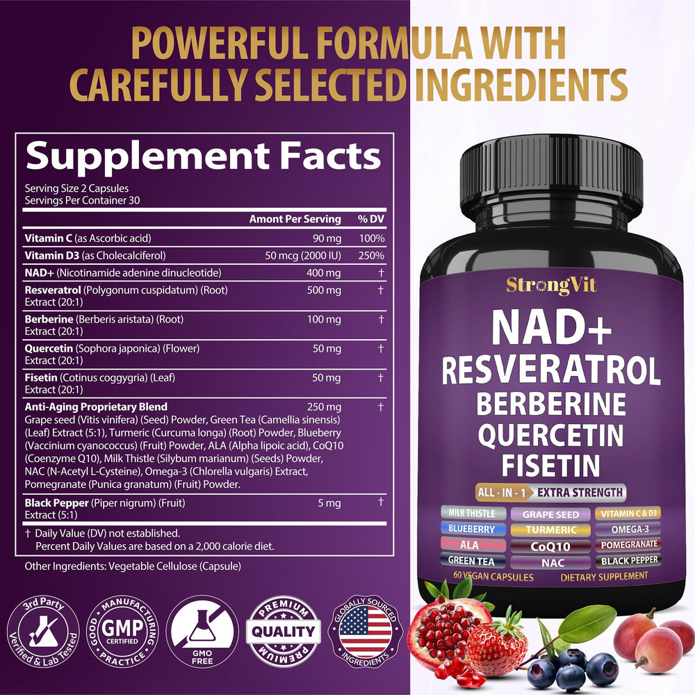 StrongVit vegan, GMO-free, gluten-free supplement.