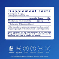 Strontium citrate capsules close-up, convenient daily bone support.