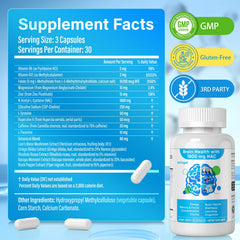 Strrugel NAC Brain Capsules closeup highlights potent ingredients for sharper memory recall.