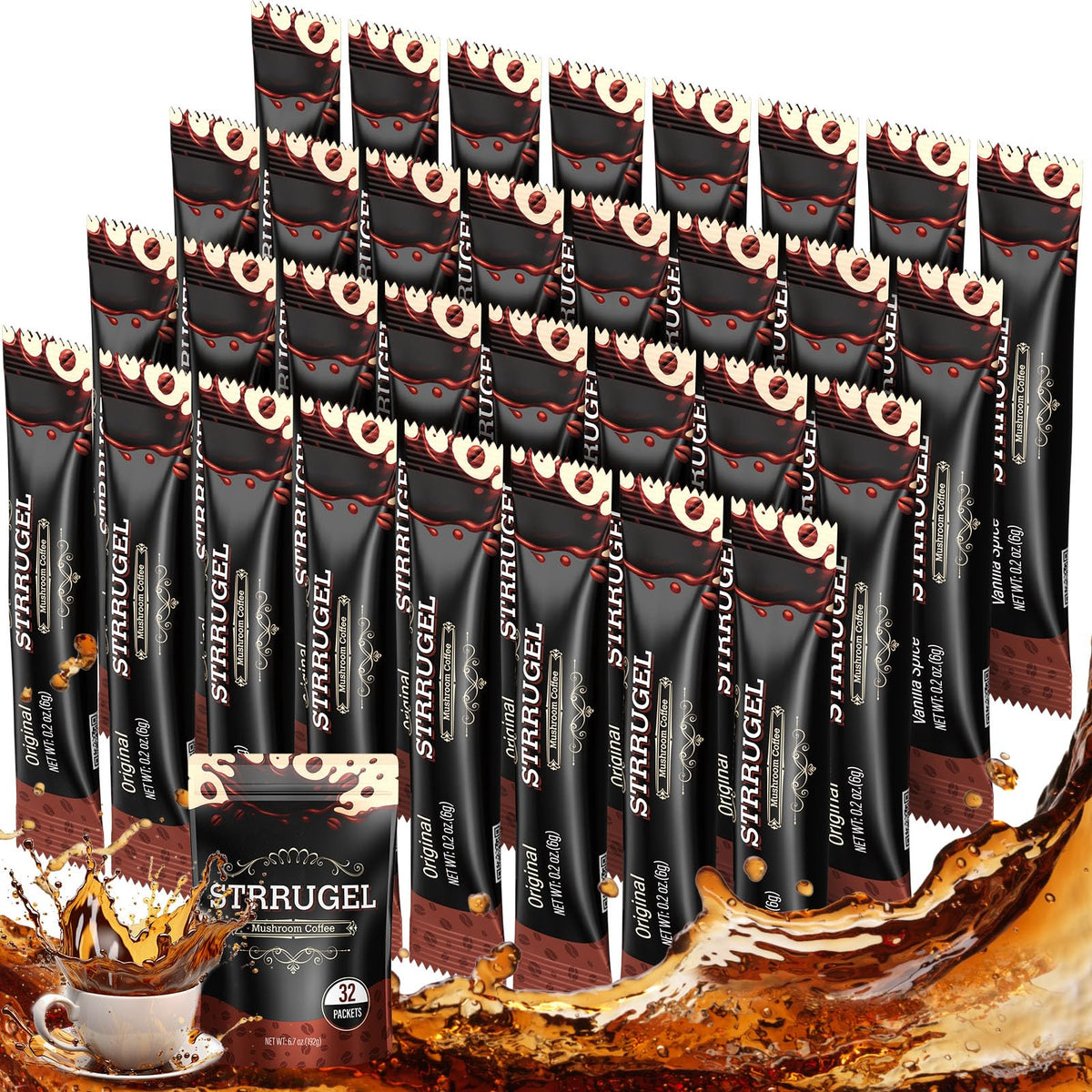 Strrugel organic mushroom coffee Lions Mane stick for focused mornings.
