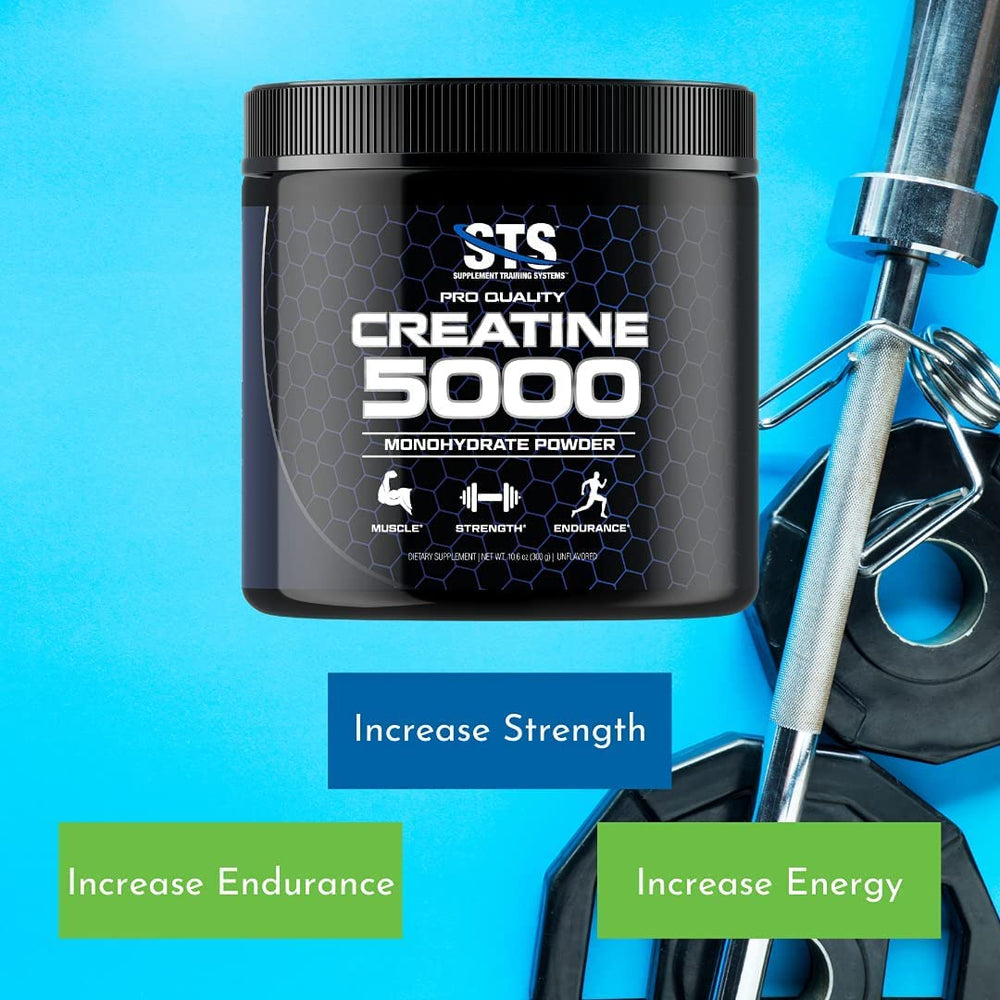 STS Creatine 300g in shaker showcasing convenient post-workout fueling