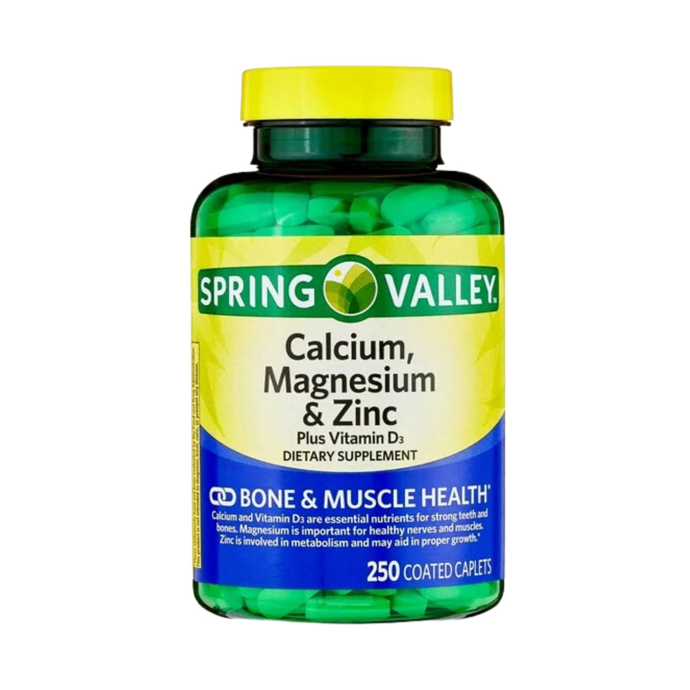 STS Home calcium-magnesium-zinc bottle back label detailing ingredients and daily serving