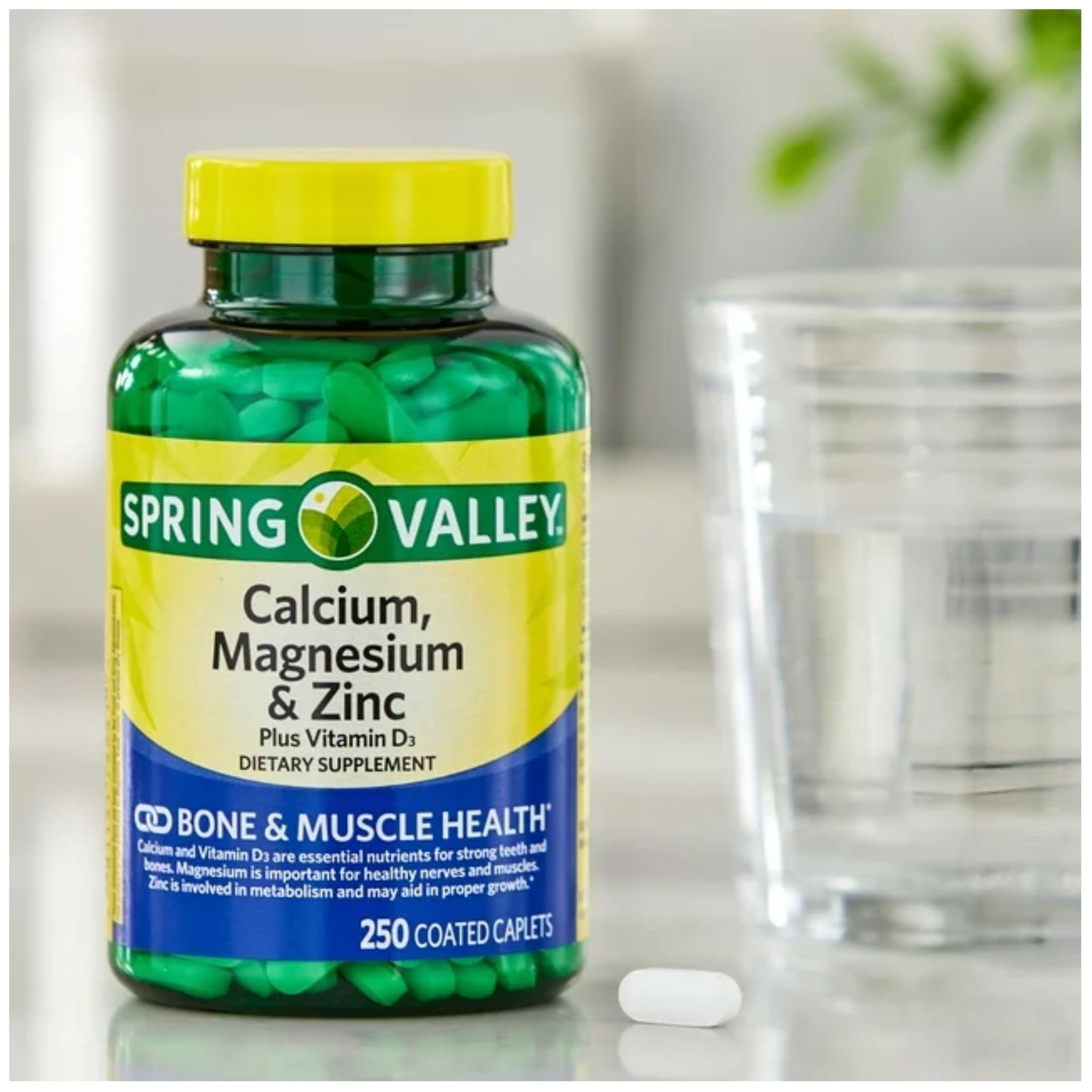 STS Home calcium-magnesium-zinc packaging scene with clean premium presentation