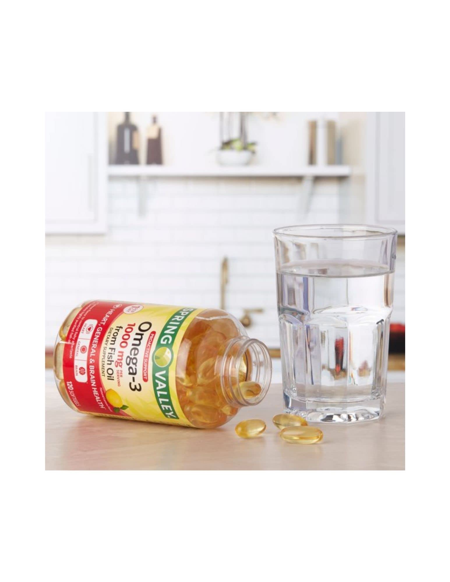 STS Home Omega-3 softgels closeup showing natural lemon flavor for easy daily use.