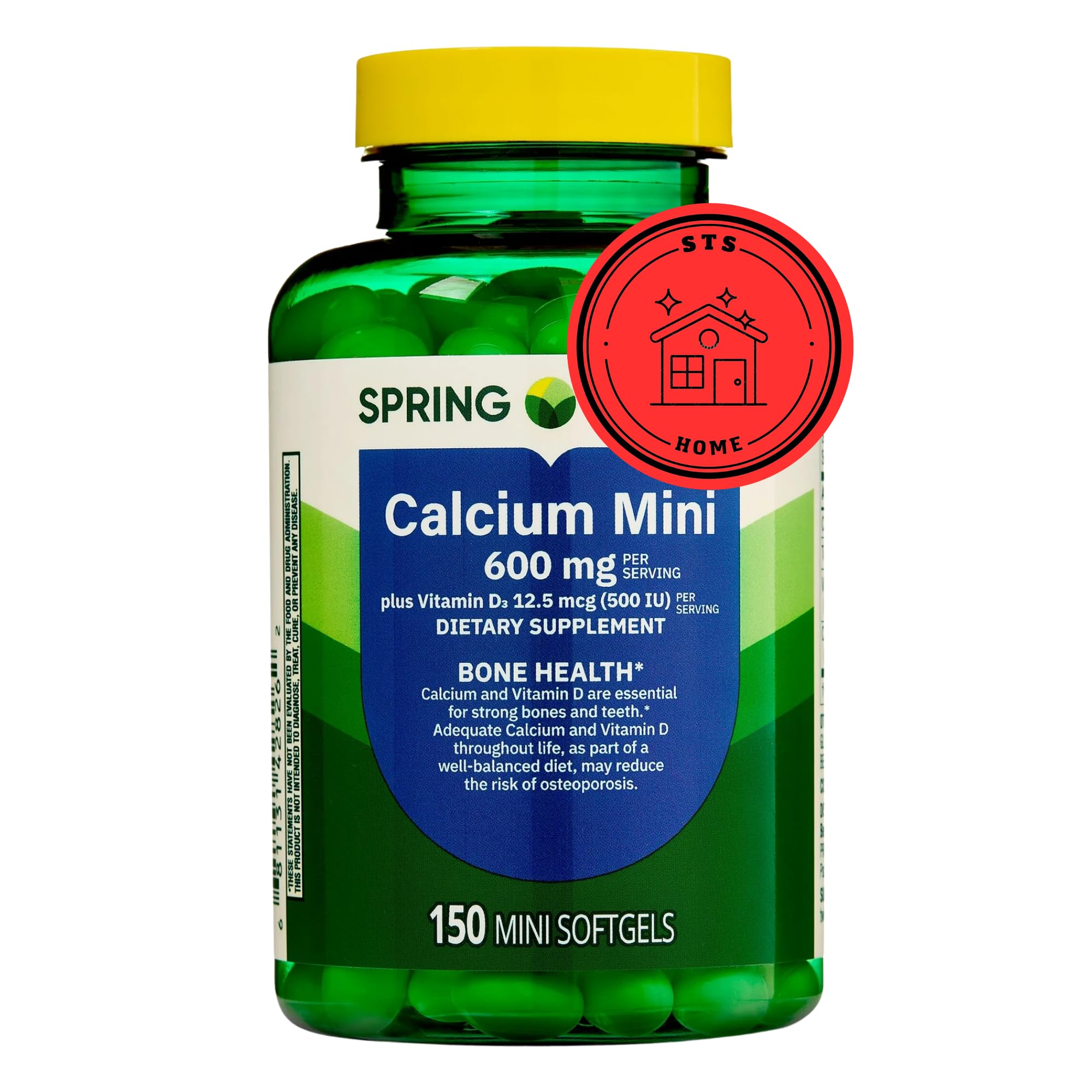 STS Home Spring Valley calcium-d3 mini softgels bottle for daily bone support.