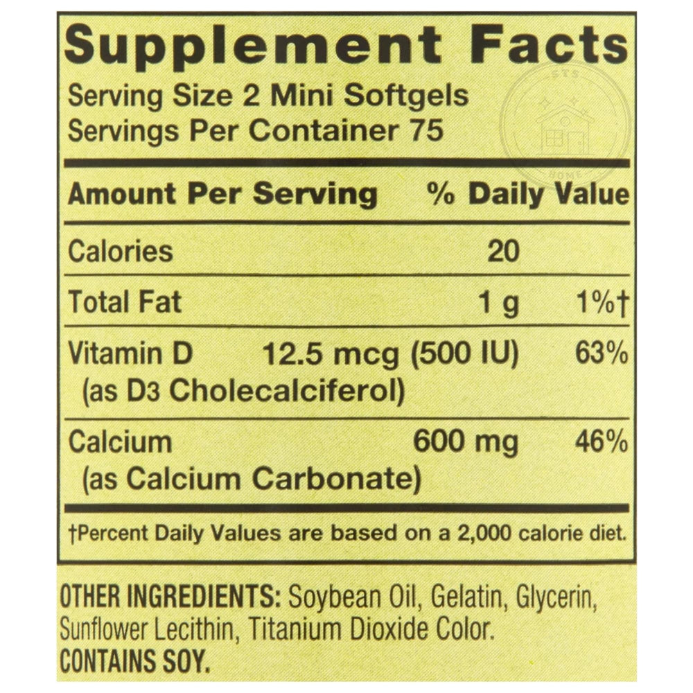 Two softgels per day serving illustrates daily dosage plan.