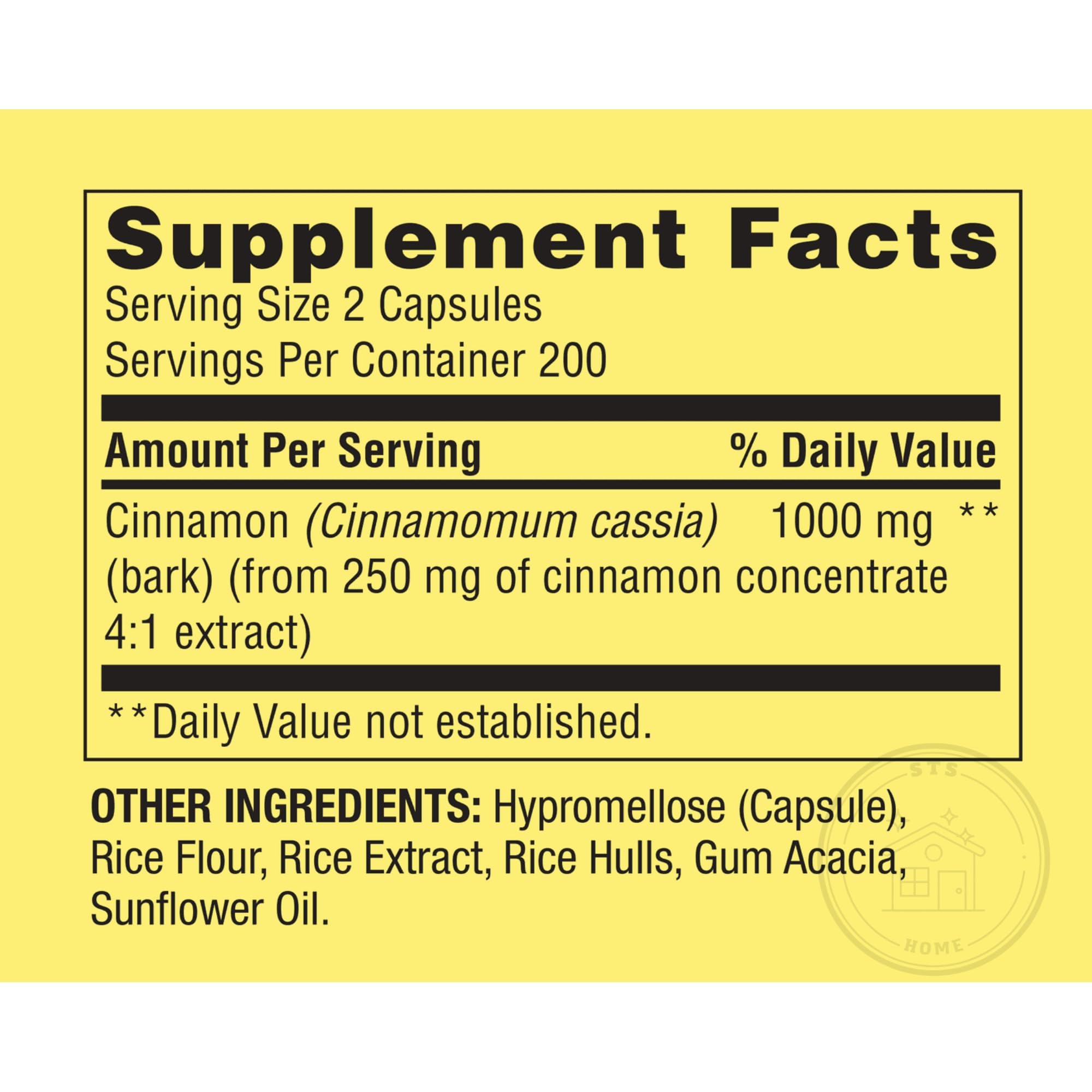 Detail of Spring Valley Cinnamon label showcasing vegetarian capsules