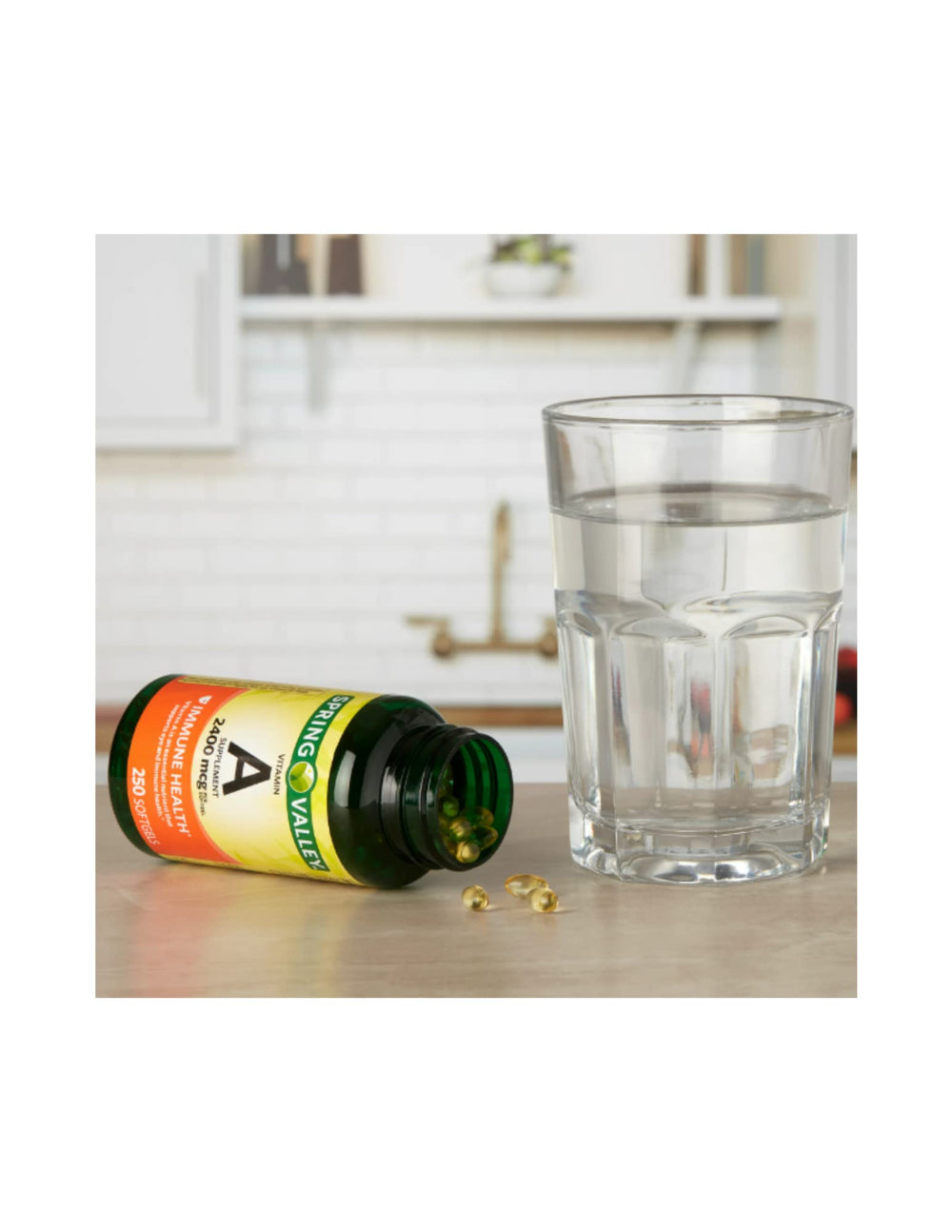 STS Home Spring Valley Vitamin A bottle back highlights label details and authenticity features.