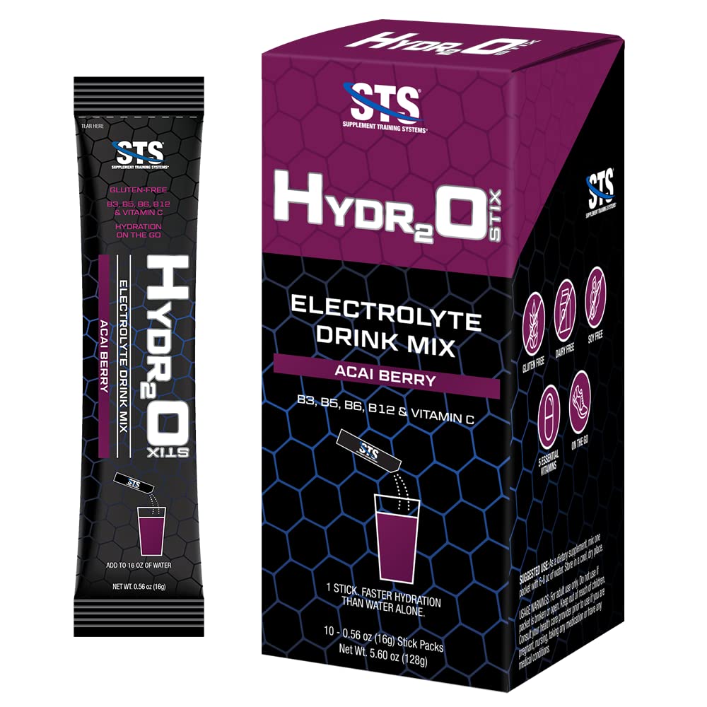 STS Hydro Stix acai berry packet ready to mix for on-the-go hydration.