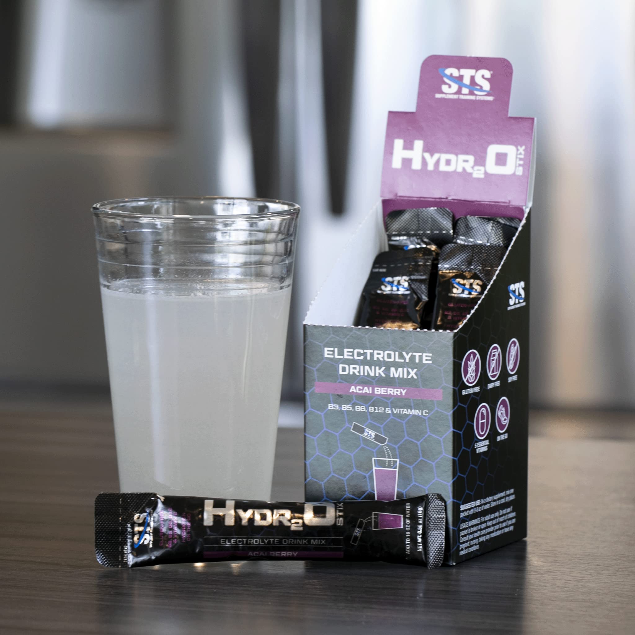 Vitamin blend in STS Hydro Stix featuring B vitamins and Vitamin C.