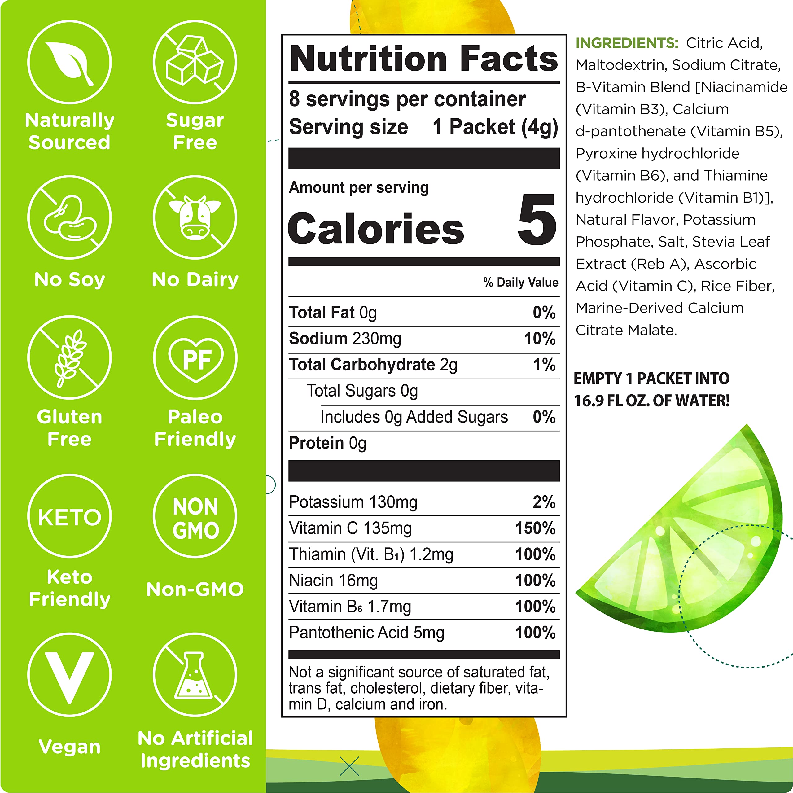 Stur lemon-lime electrolyte packets support keto and vegan lifestyles