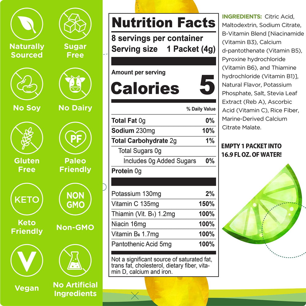 Stur lemon-lime electrolyte packets support keto and vegan lifestyles
