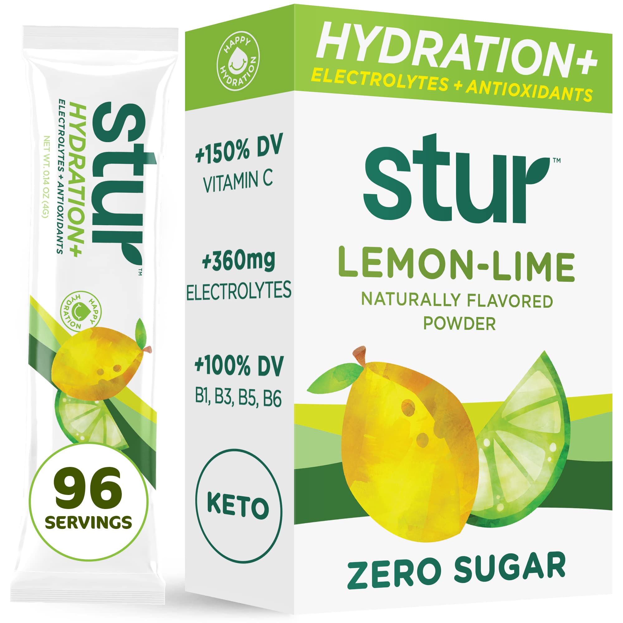 Stur lemon lime electrolyte packets for rapid hydration and vitality