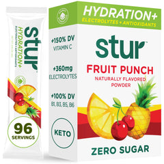 Stur electrolytes powder fruit punch packet for quick, sugar-free hydration